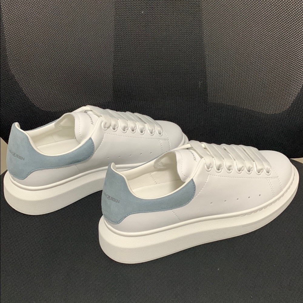 White and Blue Platform Sneakers